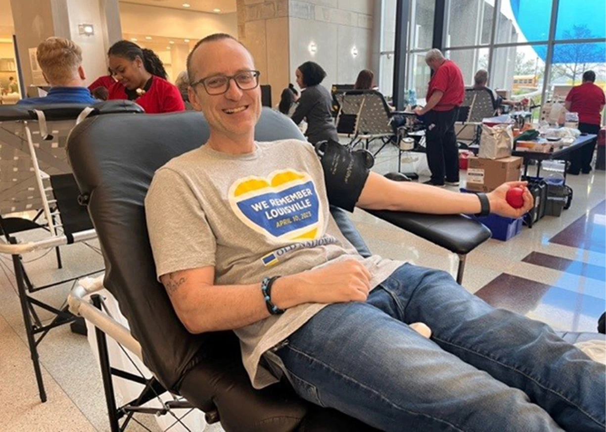 Giving blood at the local blood drive