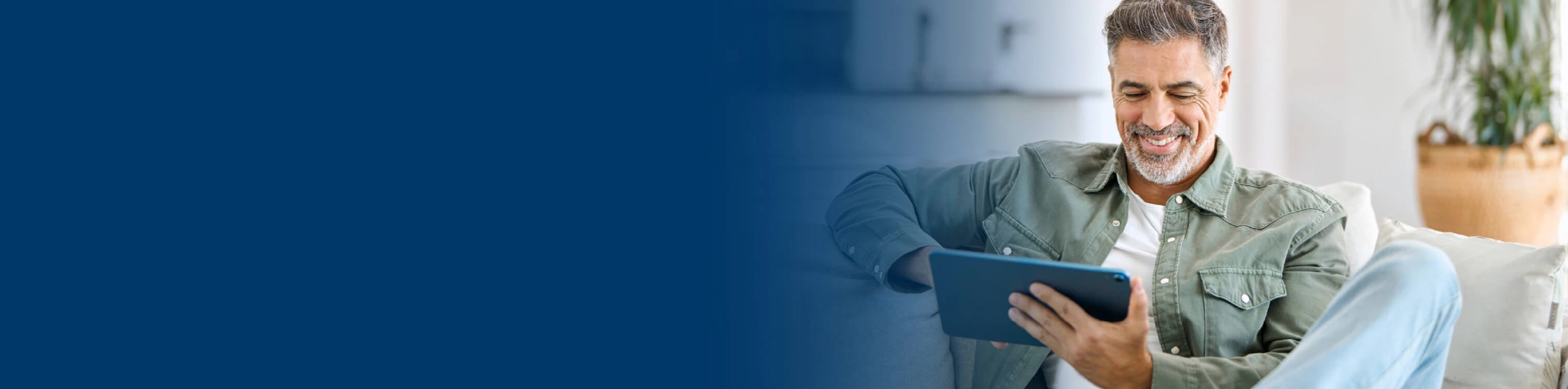 A man looking up his account information